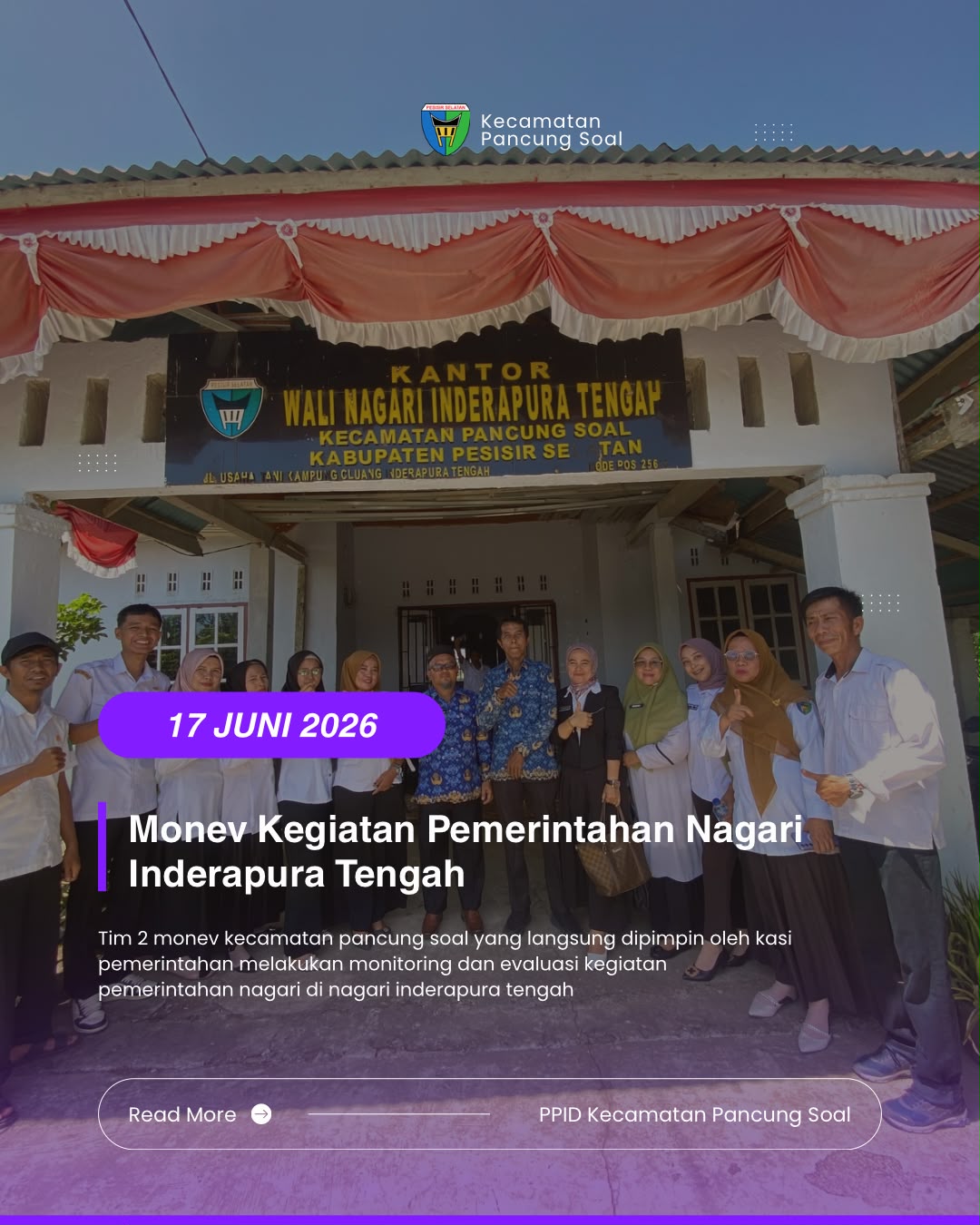 TIM II MONEV LAKSANAKAN EVALUASI DI INDERAPURA TENGAH
